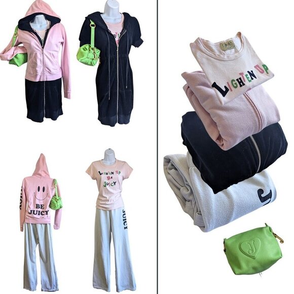 Vtg Y2K JUICY COUTURE Be Juicy Superfan Mix & Match 5pc Tracksuit Set + Bag Sz M - Picture 3 of 10